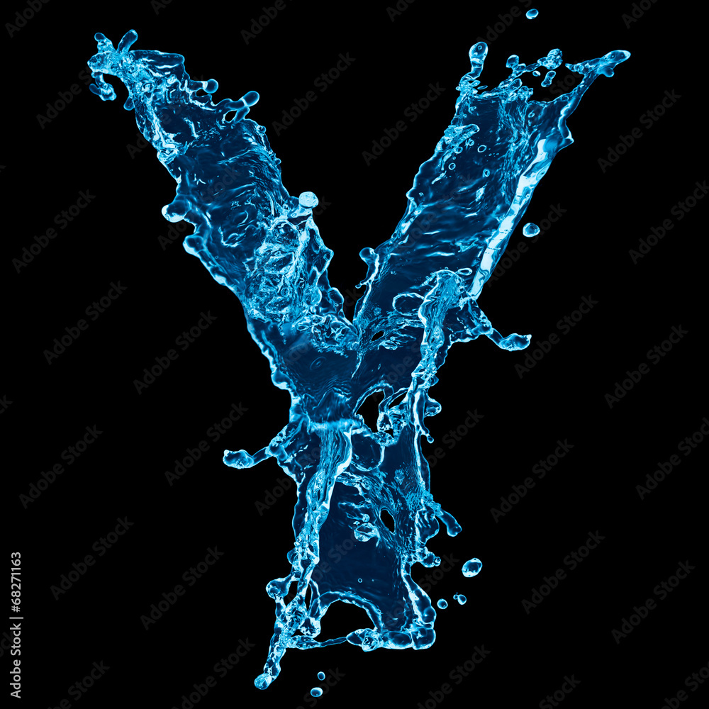 One letter of water alphabet on black background Stock Photo | Adobe Stock