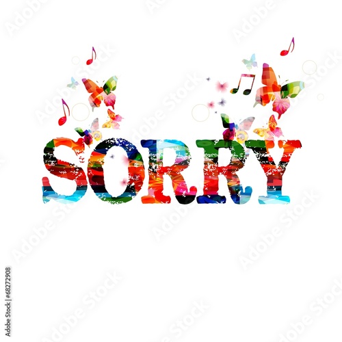 Colorful vector SORRY design with butterflies