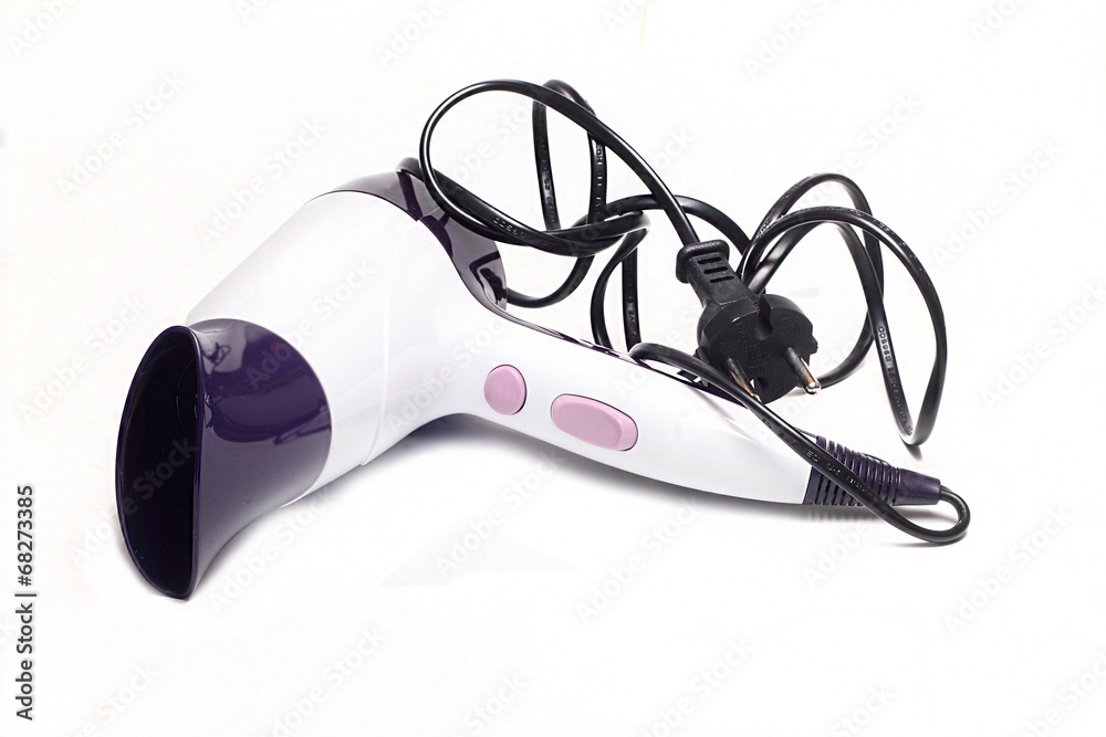 Manual white and purple hair dryer Manual white and purple hair dryer