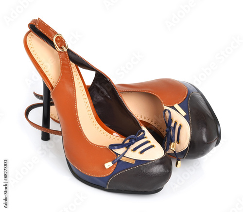Stylish brown woman shoes isolated