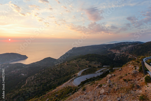 Sunset view of Assos peninsula (Greece, Kefalonia).