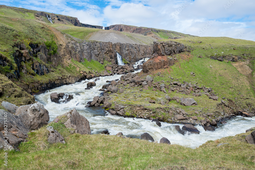 Landscape near Hengifoss waterfall, Iceland