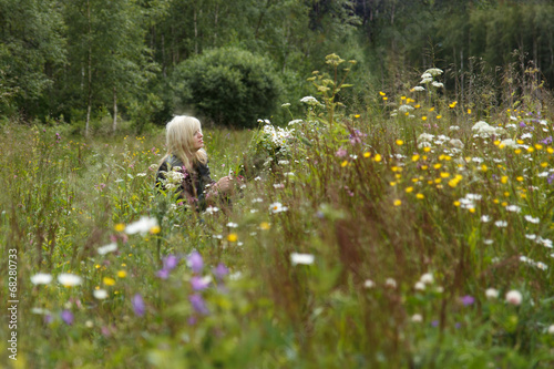 Woman in a flower field