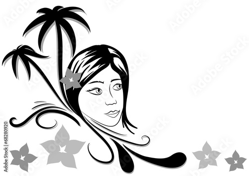 decorazione donna palme