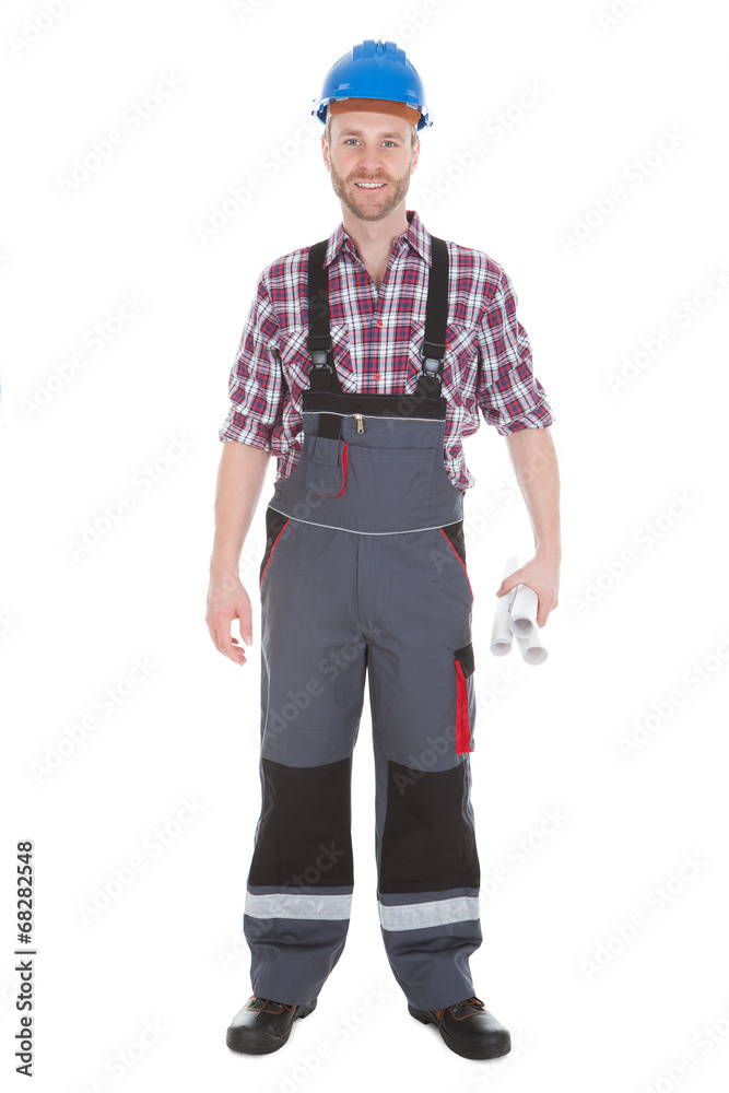 Confident Architect Holding Blueprints Confident Architect Holding Blueprints
