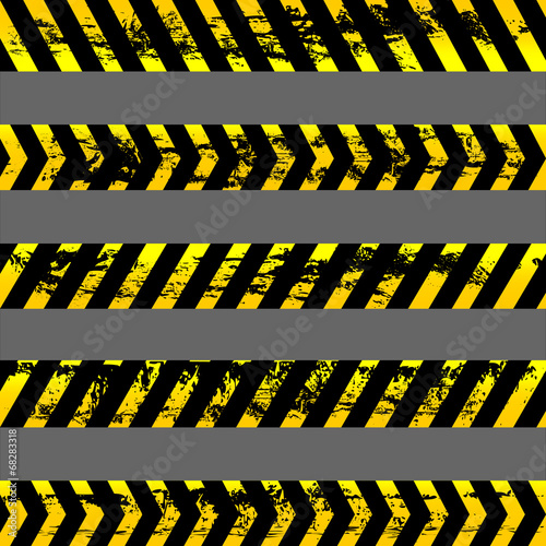 Set of grunge yellow caution tapes - isolated illustration