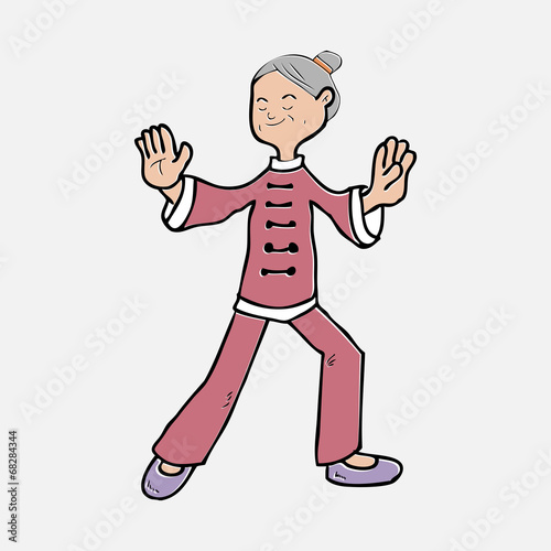 Old lady thi chi exercise