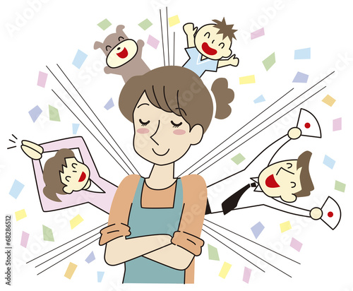 お母さんを褒める家族