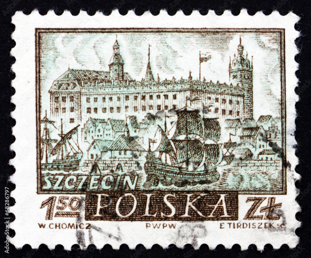 Postage stamp Poland 1960 View of Szczecin, Historic Town