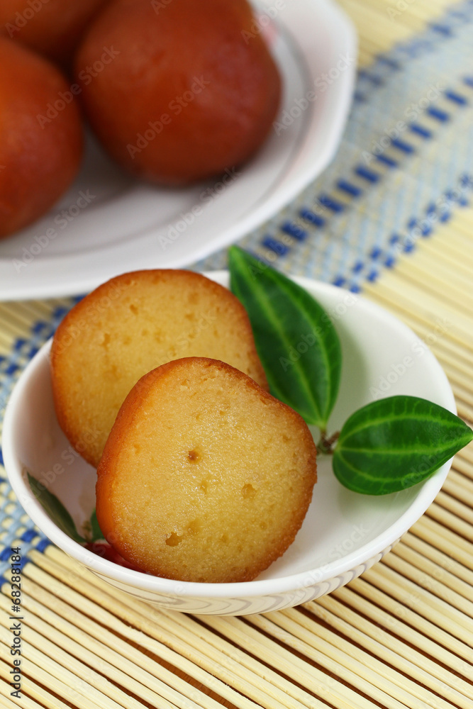 Gulab jamun dessert, closeup