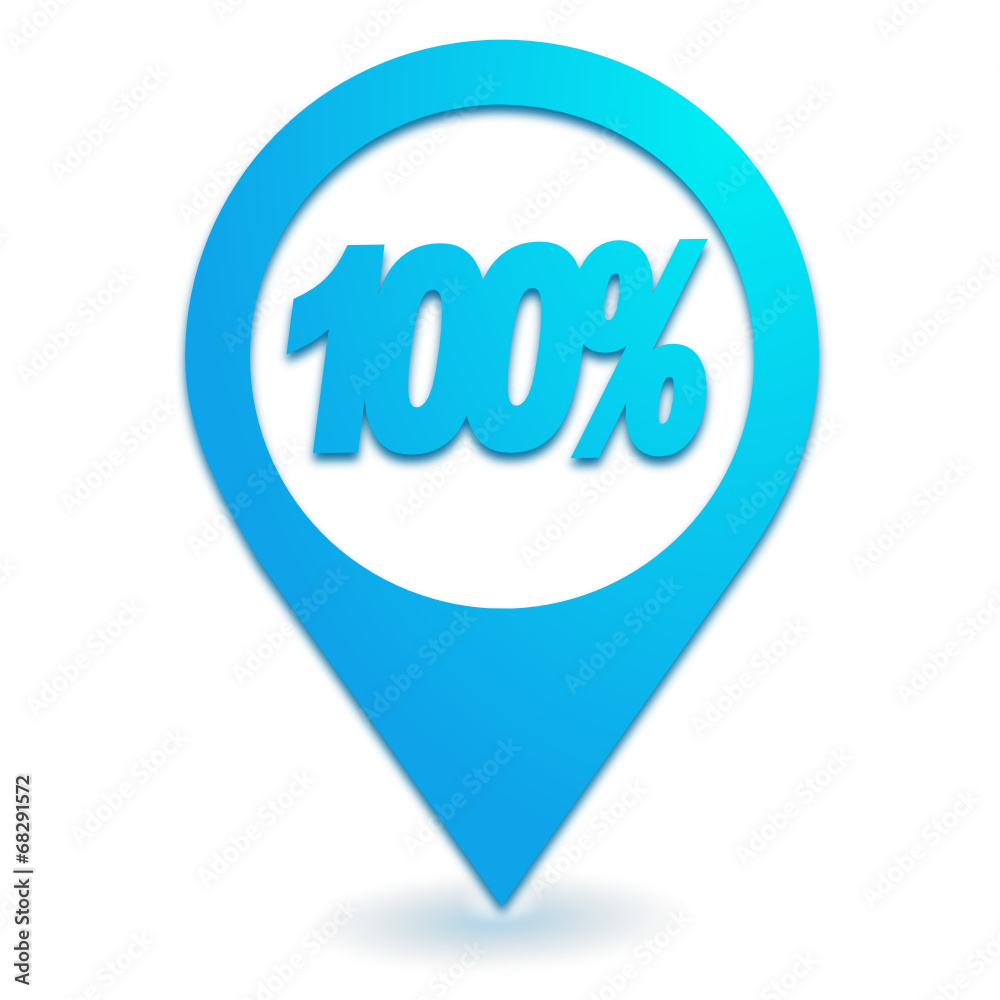 100 pour 100 sur symbole localisation bleu 100 pour 100 sur symbole localisation bleu