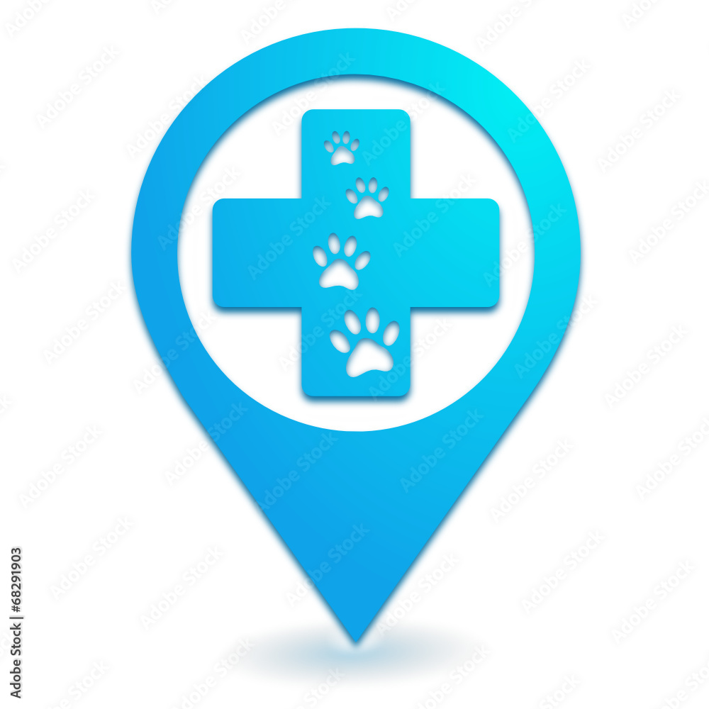 Fototapeta premium vétérinaire sur symbole localisation bleu