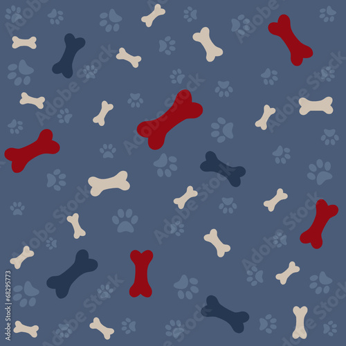 Background with dog paw print and bone
