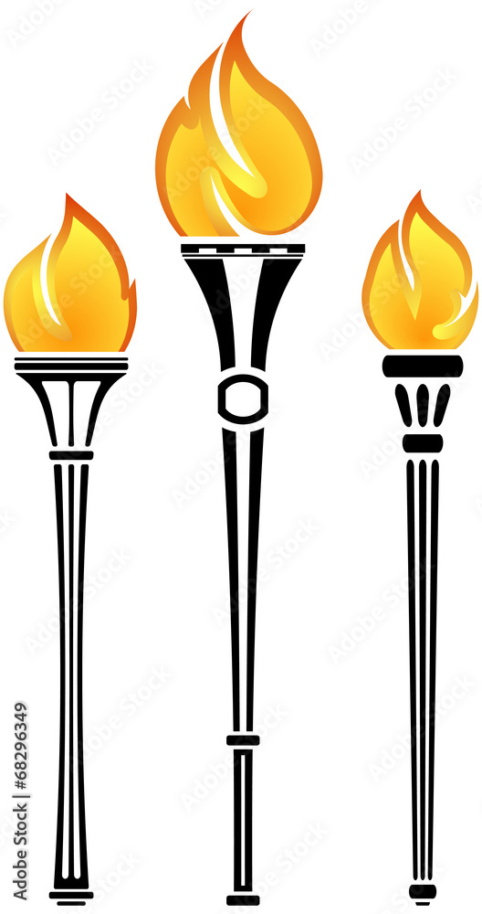 Set of vector torches Set of vector torches