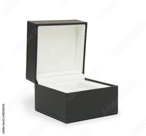 Open black gift box isolated on white