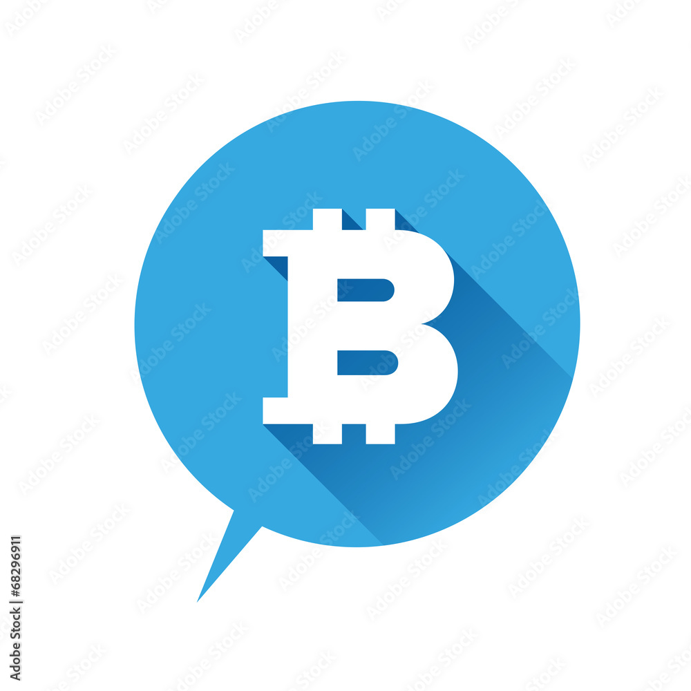 Bitcoin icon speech bubble blue Bitcoin icon speech bubble blue