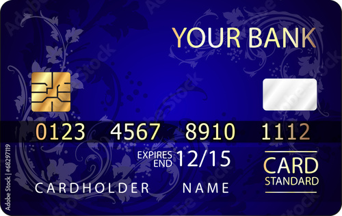 Abstract design of credit card with floral design.