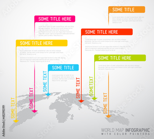 World map with pointer marks (flags)