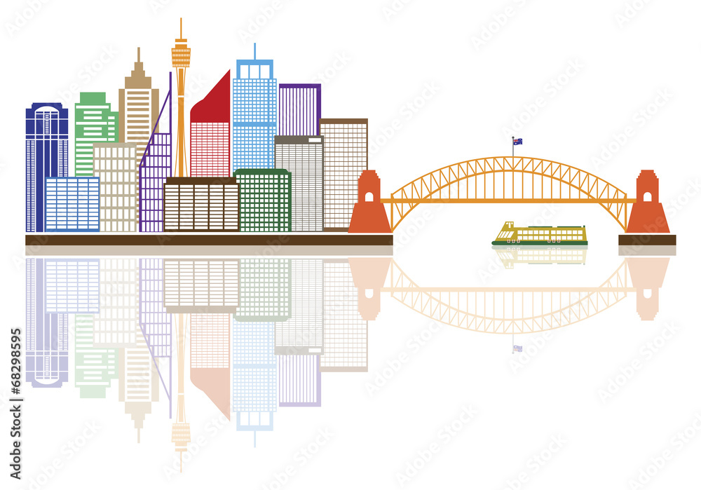 Sydney Australia Skyline Color Vector Illustration