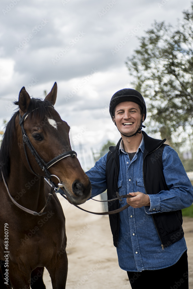 Fototapeta premium cavallo e cavaliere