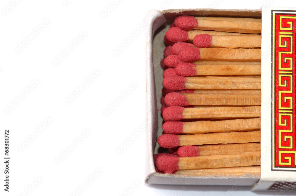 Open matchbox isolated on white background Open matchbox isolated on white background