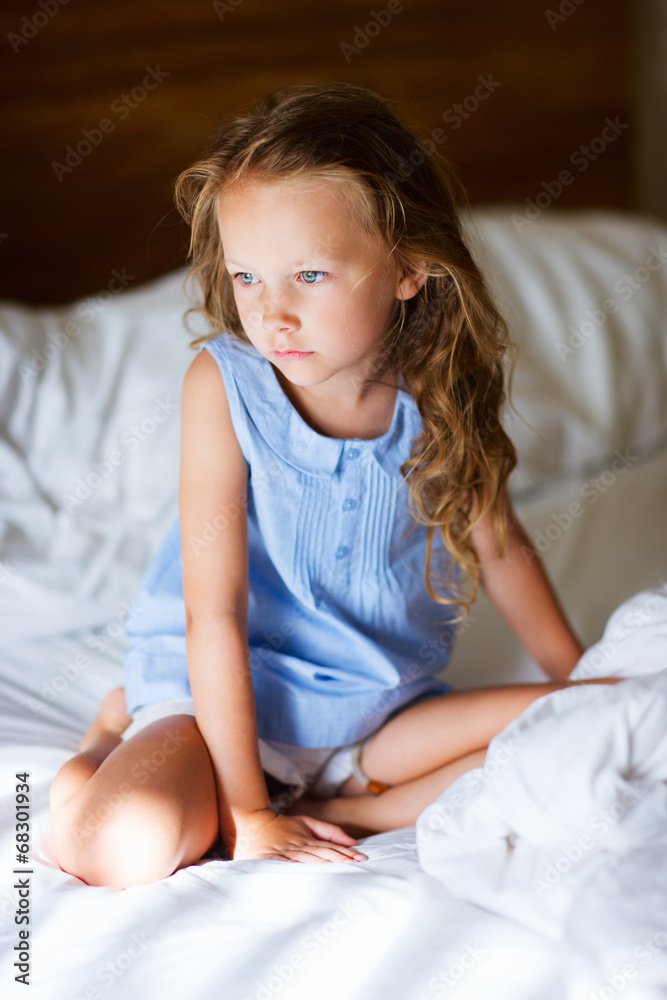 Sweet little girl in light blue pajama Sweet little girl in light blue pajama