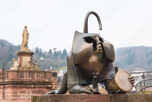 The bronze monkey sculpture at the west gate of old bridge in He