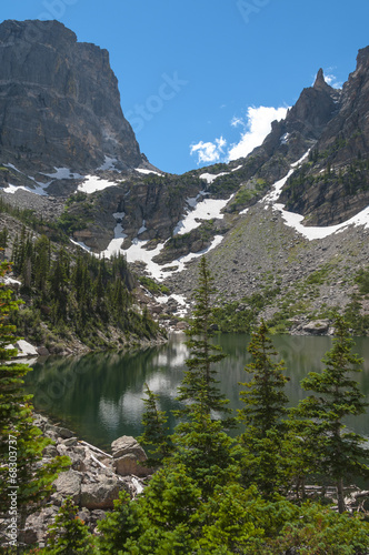 Emerald Lake with Hallett Peak,Flattop Mountain and Tyndall Glac