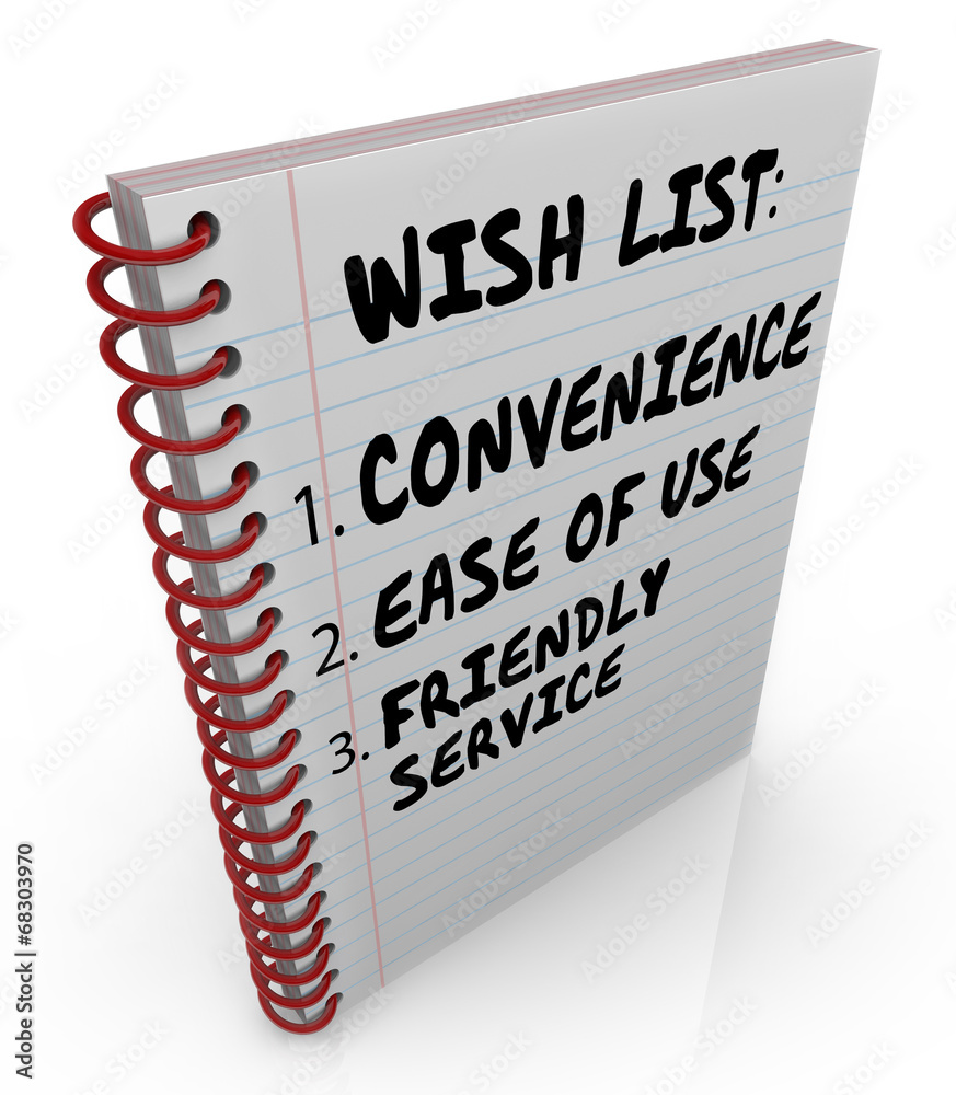 Wish List Written Notebook Convenience Ease Use Friendly Service Wish List Written Notebook Convenience Ease Use Friendly Service