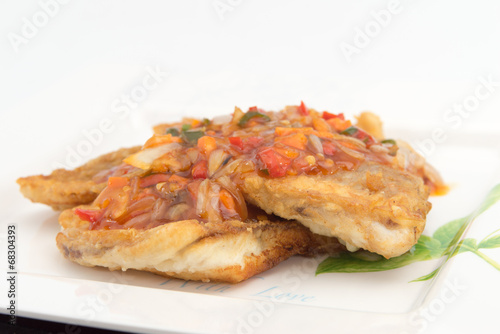 Fish Fillet with three flavor spicy sauce