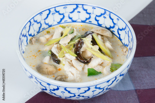 Spicy coconut soup with chicken. thai call 