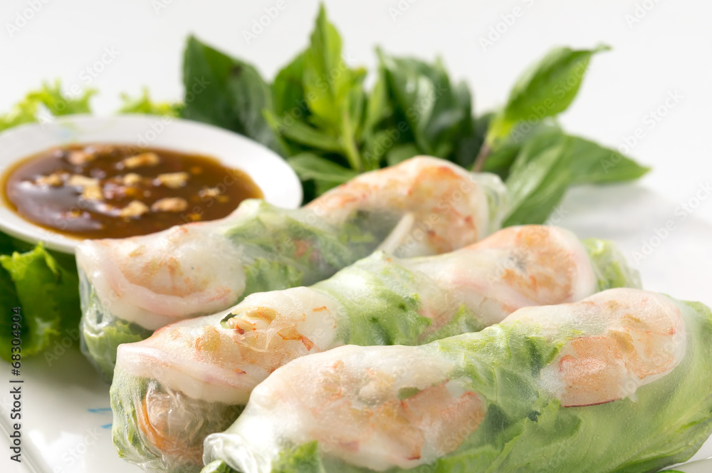 Fresh Roll with shrimp inside Fresh Roll with shrimp inside