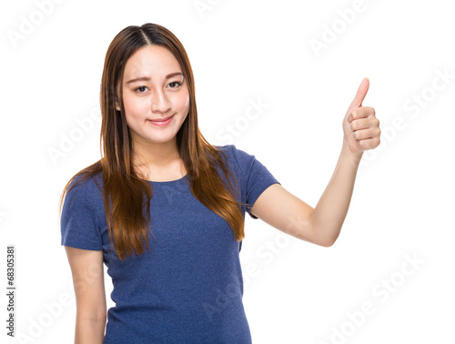 Indonesian mixed race woman with thumb up