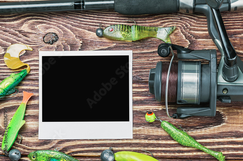 fishing tackle and photoframe photo