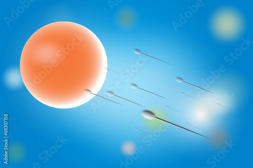 sperm and egg in colorful background