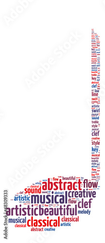 Words illustration of a symbol of music note