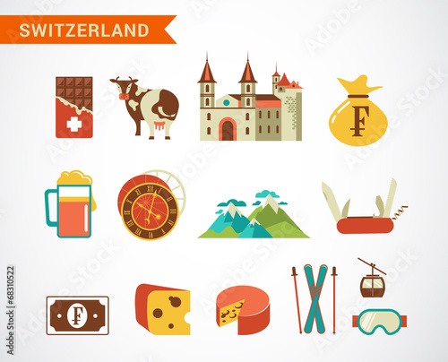 Switzerland -  vector icons set