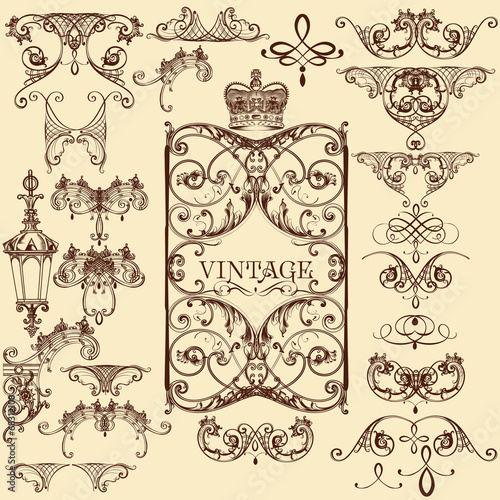 Collection of vector vintage decorative elements and flourishes