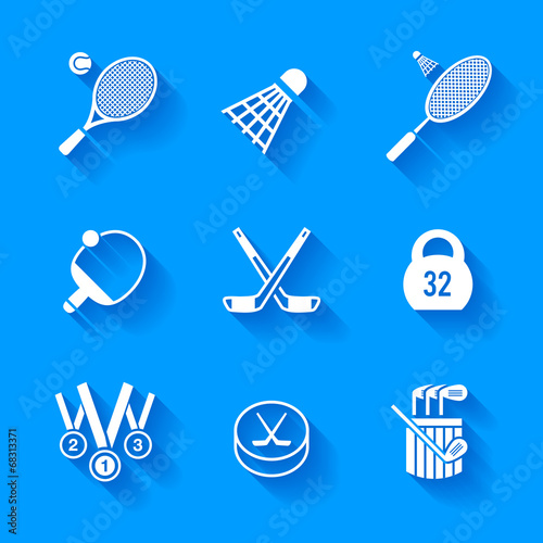 Set of white sports icons.