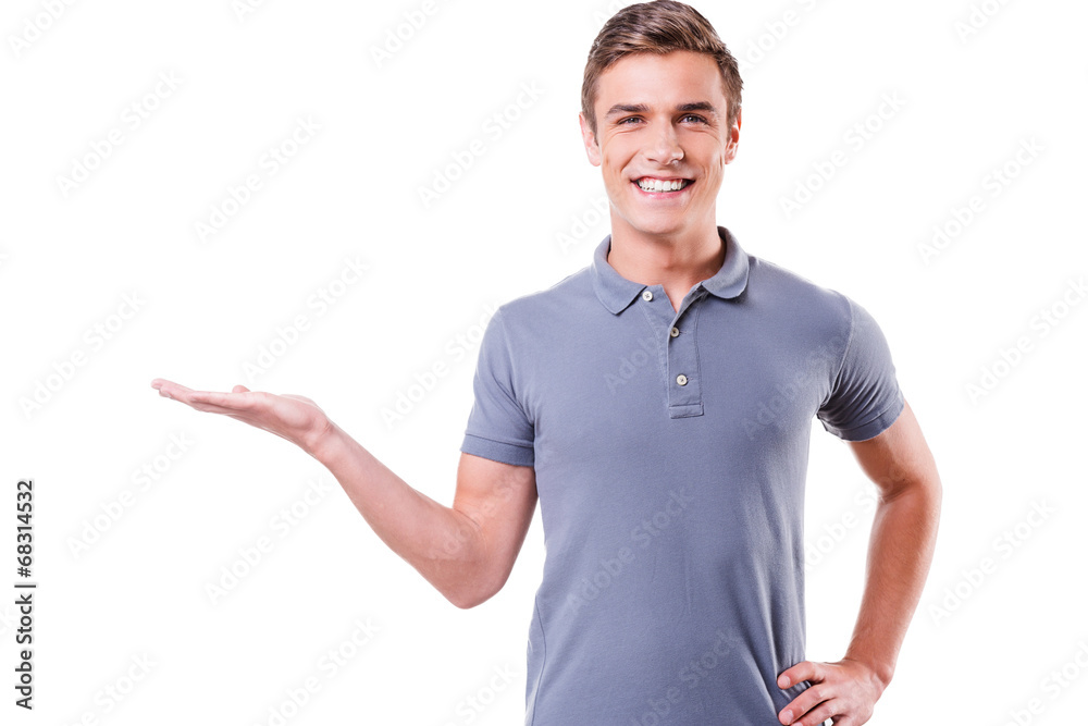 Copy space at his hand.