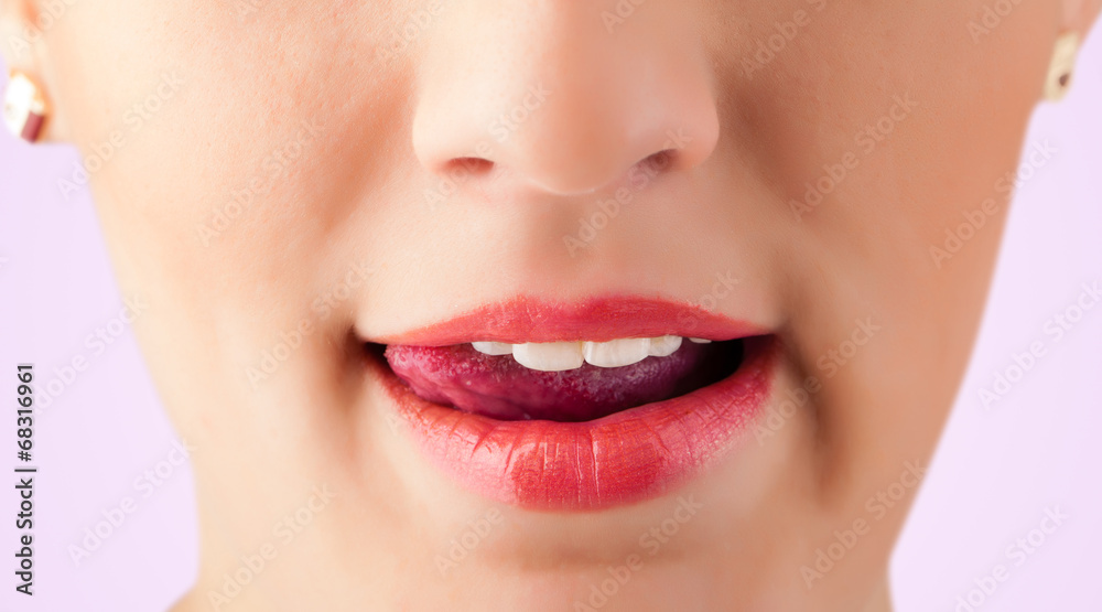 Obraz premium Beautiful woman red lips close up