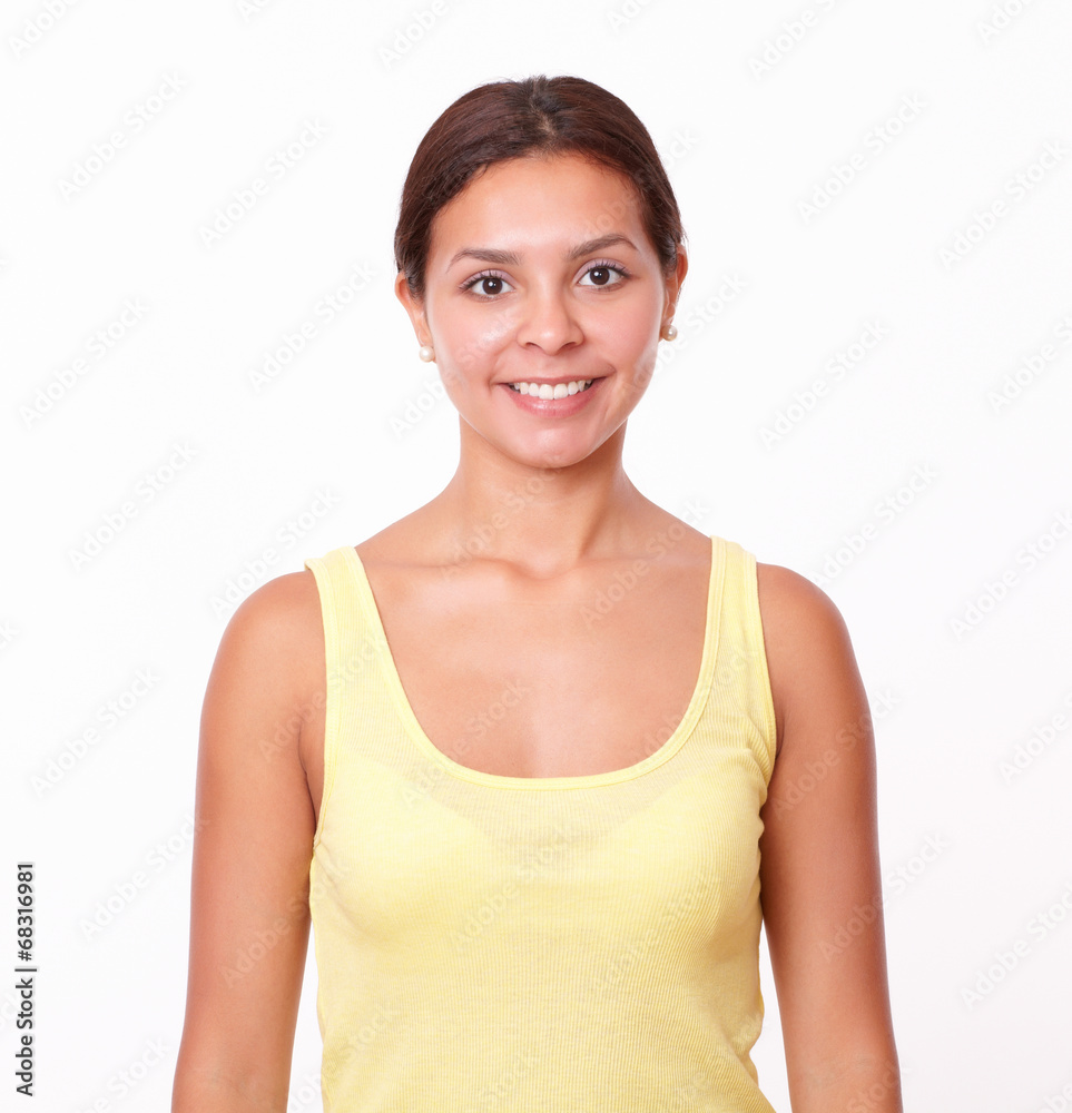 Positive young lady looking at you Positive young lady looking at you