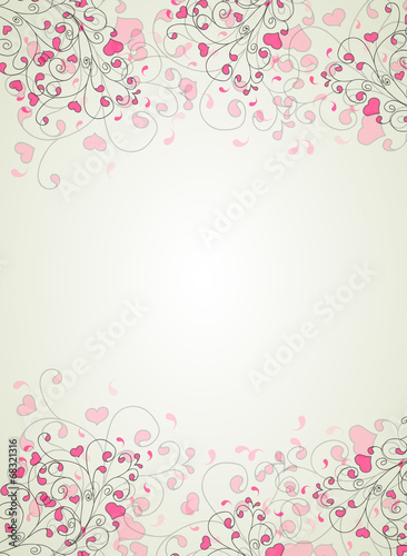 Fototapeta Naklejka Na Ścianę i Meble -  Hearts and swirls on on a light background