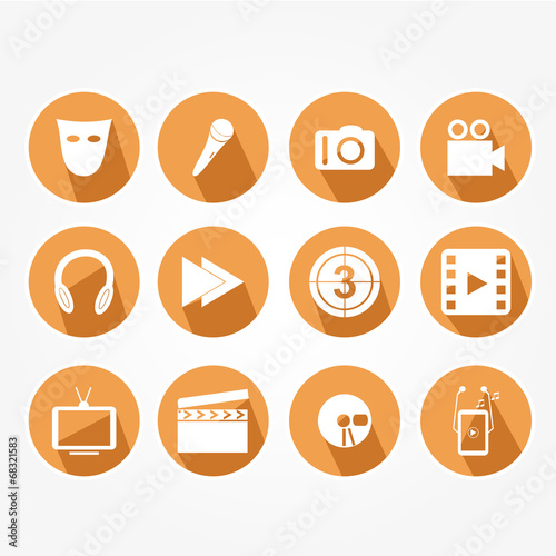 Set of the main icons of the fun - orange
