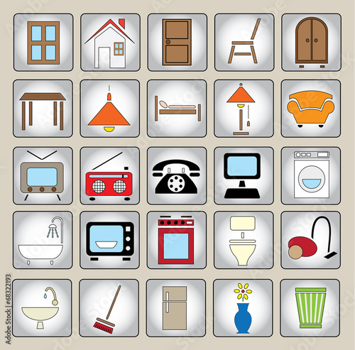 Common house appliances - color icon set