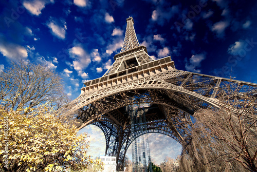 Beautiful colors of Eiffel Tower and Paris Sky