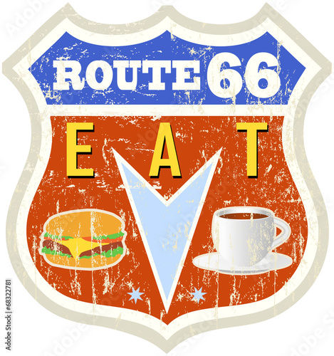 retro american route 66 diner sign, vector eps