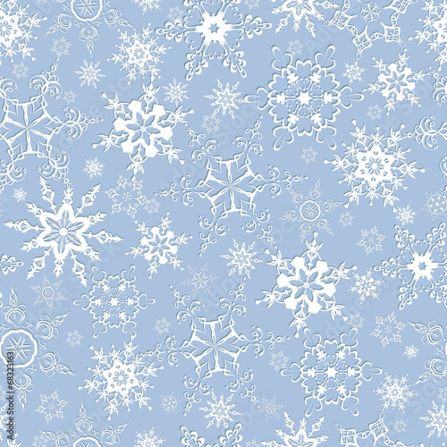 Seamless pattern with ornate snowflakes