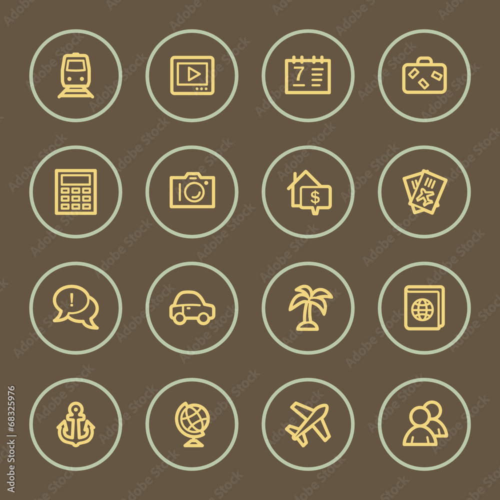 Fototapeta premium Travel web icons set, coffee series