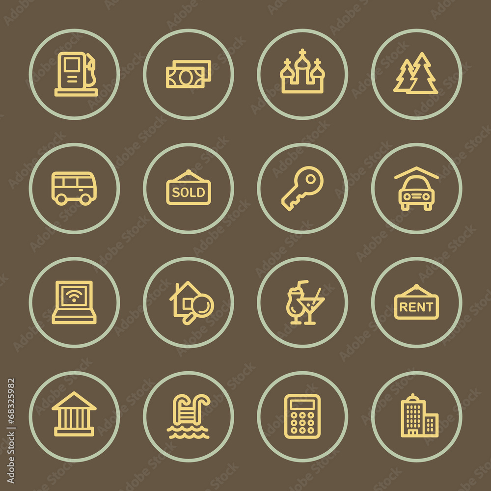 Fototapeta premium Travel web icons set, coffee series